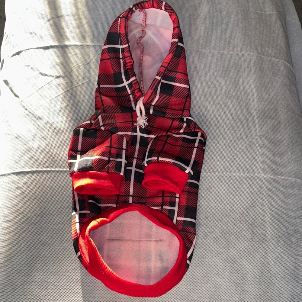 Plaid Red and Black Pet Hoodie
